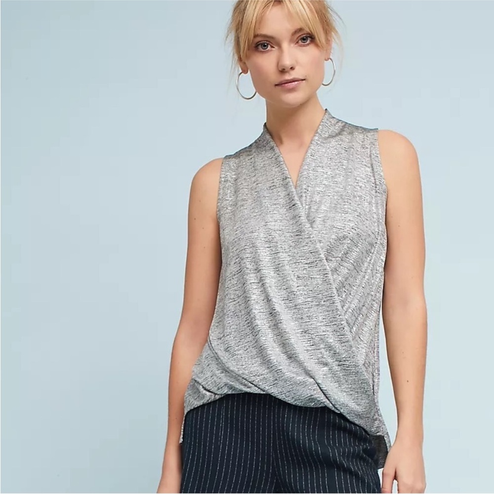 Anthropologie | Akemi & Kin Silver Sleeveless Wrap Top